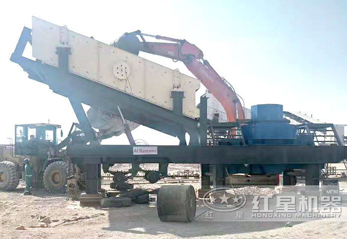 流動石頭打沙機(jī)作業(yè)現(xiàn)場